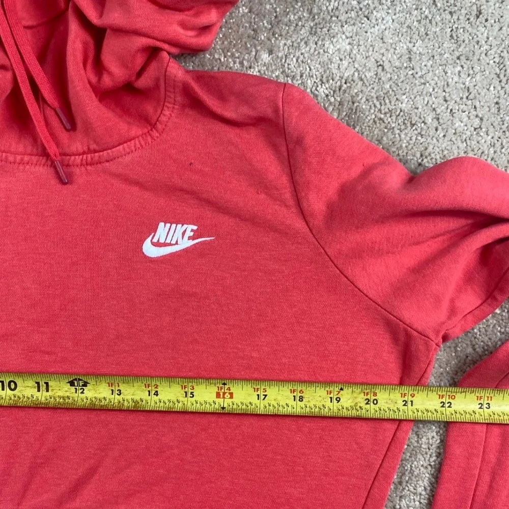 Nike Sportswear Gym Vintage Hoodie Coral Red Cowl Neck Pullover 803636-850 M
